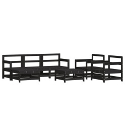 Salon de jardin 7 pcs Noir Bois de pin massif