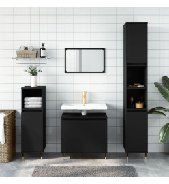 Ensemble d'armoires salle de bain 3 pcs noir bois d'ingénierie