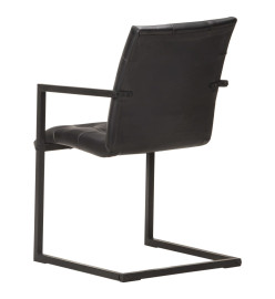 Chaises à manger cantilever lot de 2 noir cuir véritable