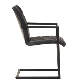 Chaises à manger cantilever lot de 4 noir cuir véritable