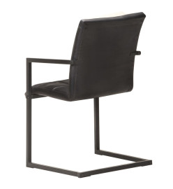 Chaises à manger cantilever lot de 4 noir cuir véritable