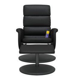 Fauteuil inclinable de massage avec repose-pied noir similicuir