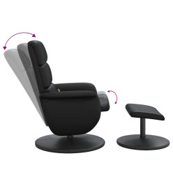 Fauteuil inclinable de massage avec repose-pied noir similicuir