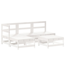 Salon de jardin 5 pcs blanc bois massif de pin