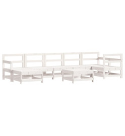 Salon de jardin 8 pcs Blanc Bois de pin massif