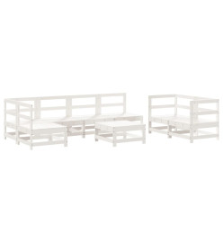 Salon de jardin 8 pcs Blanc Bois de pin massif