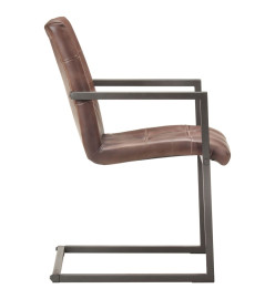 Chaises à manger cantilever lot de 4 marron cuir véritable