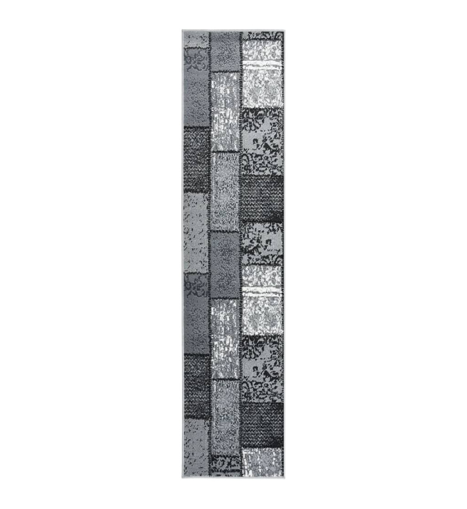 Tapis BCF Gris avec motif de blocs 60x400 cm