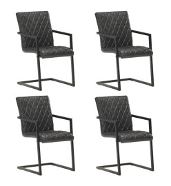 Chaises à manger cantilever lot de 4 noir cuir véritable