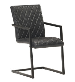 Chaises à manger cantilever lot de 4 noir cuir véritable