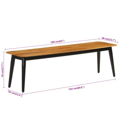 Banc 160x40x45 cm bois massif de manguier et fer