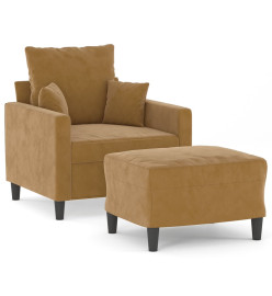 Fauteuil avec repose-pied Marron 60 cm Velours