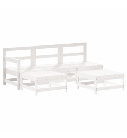 Salon de jardin 5 pcs blanc bois massif de pin