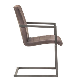 Chaises à manger cantilever lot de 4 marron cuir véritable