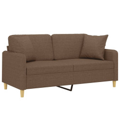 Canapé 2 places avec oreillers décoratifs marron 140 cm tissu