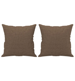 Canapé 2 places avec oreillers décoratifs marron 140 cm tissu