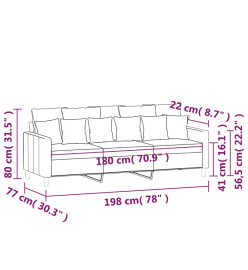 Canapé à 3 places Vert foncé 180 cm Velours