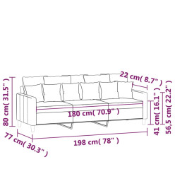 Canapé à 3 places Marron 180 cm Velours