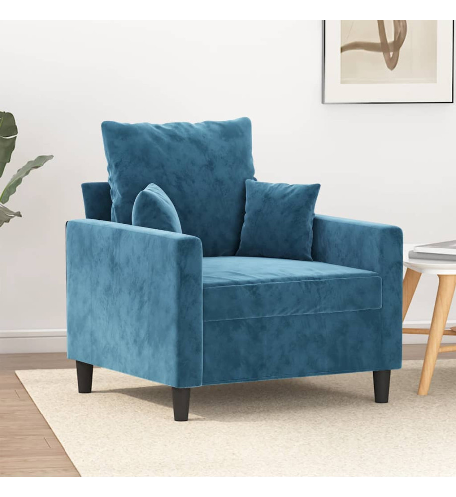 Fauteuil Bleu 60 cm Velours