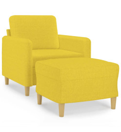 Fauteuil avec repose-pied Jaune clair 60 cm Tissu