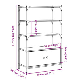 Bibliothèque à 3 niveaux chêne fumé 70x30x109,5 cm