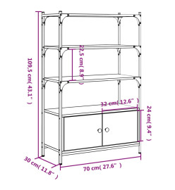 Bibliothèque à 3 niveaux chêne marron 70x30x109,5 cm