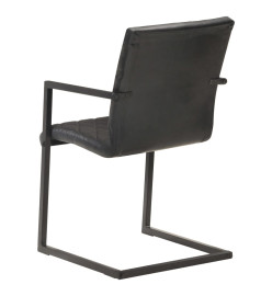 Chaises à manger cantilever lot de 6 noir cuir véritable