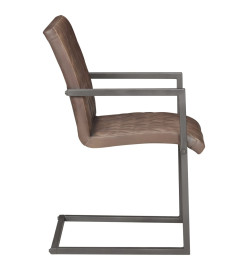 Chaises à manger cantilever lot de 4 marron cuir véritable