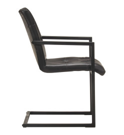 Chaises à manger cantilever lot de 4 noir cuir véritable