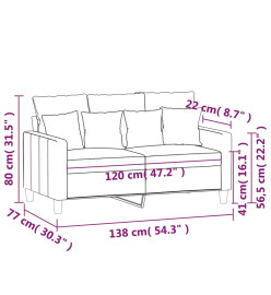 Canapé à 2 places Vert foncé 120 cm Velours