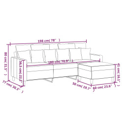 Canapé à 3 places et repose-pieds Rouge bordeaux 180 cm Velours