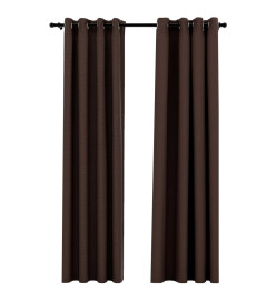 Rideaux occultants Aspect lin avec œillets 2pcs Taupe 140x245cm