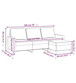 Canapé à 3 places avec repose-pieds Gris clair 180 cm Velours