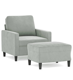 Fauteuil avec repose-pied Gris clair 60 cm Velours