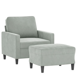 Fauteuil avec repose-pied Gris clair 60 cm Velours