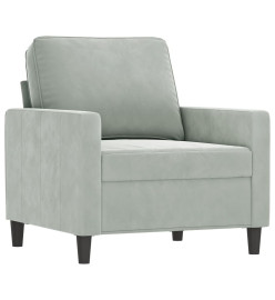 Fauteuil avec repose-pied Gris clair 60 cm Velours