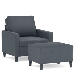 Fauteuil avec repose-pied Gris foncé 60 cm Velours