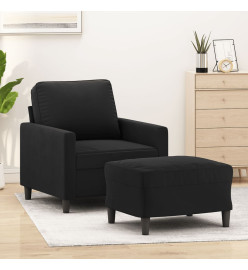 Fauteuil avec repose-pied Noir 60 cm Velours