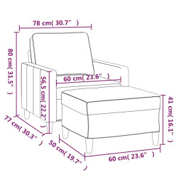 Fauteuil avec repose-pied Noir 60 cm Velours