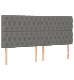 Lit à sommier tapissier avec matelas Gris foncé 200x200cm Tissu
