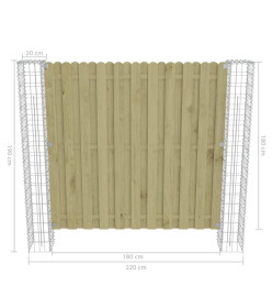 Poteaux de gabion de jardin 2 pcs Acier galvanisé 20x20x190 cm