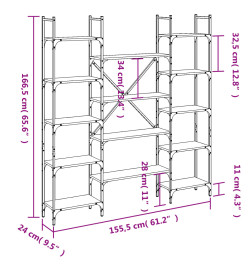 Bibliothèque chêne fumé 155,5x24x166,5 cm bois d'ingénierie