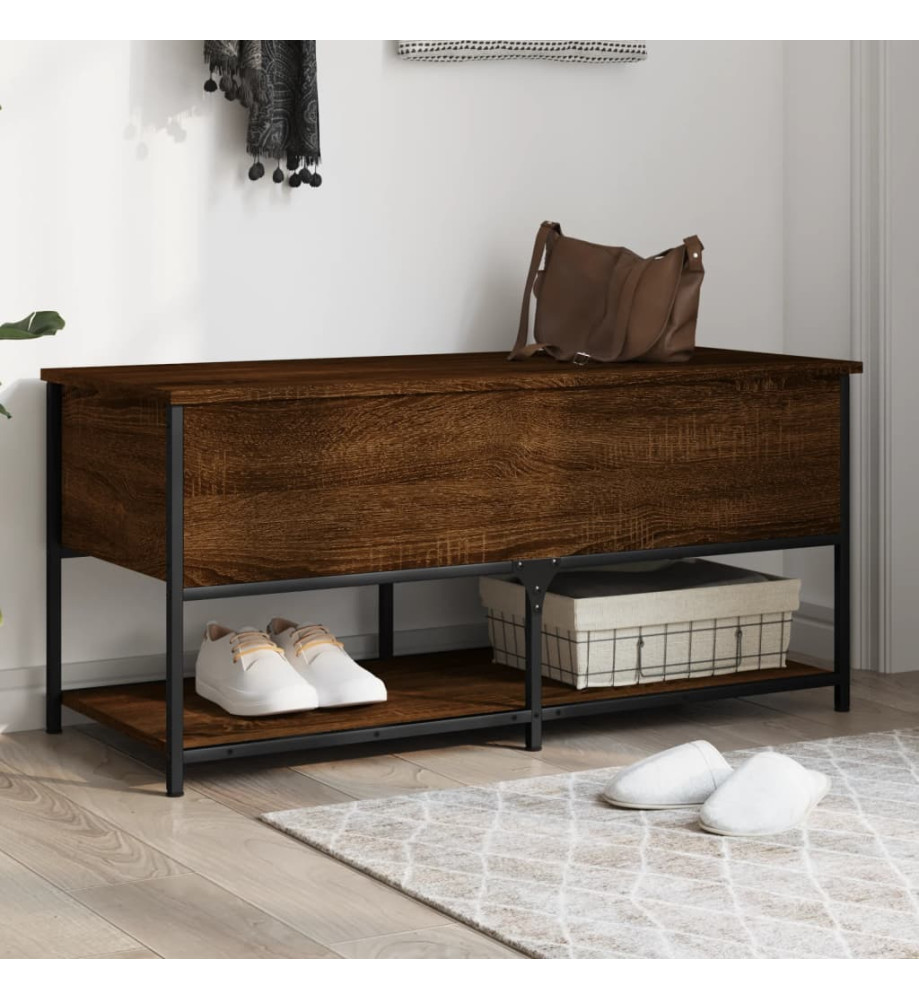 Banc de rangement chêne marron 100x42,5x47 cm bois d'ingénierie