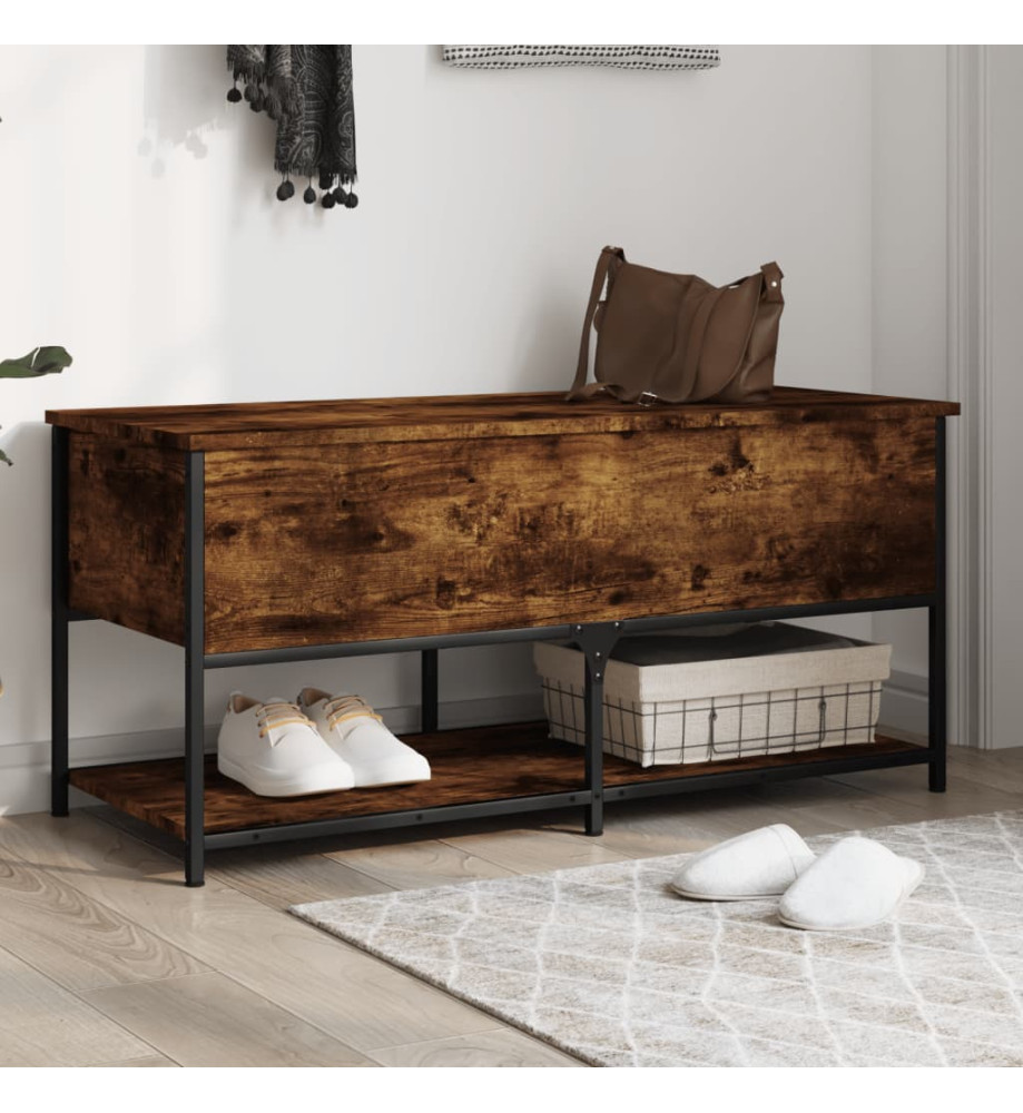 Banc de rangement chêne fumé 100x42,5x47 cm bois d'ingénierie