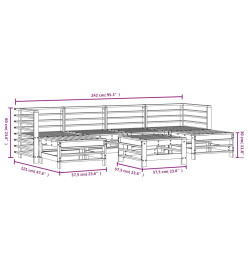 Salon de jardin 7 pcs Marron miel Bois de pin massif