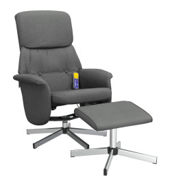 Fauteuil de massage inclinable et repose-pieds gris foncé tissu