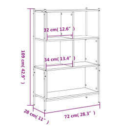 Bibliothèque sonoma gris 72x28x109 cm bois d'ingénierie