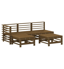 Salon de jardin 5 pcs marron miel bois de pin massif