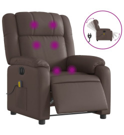 Fauteuil de massage inclinable électrique marron similicuir