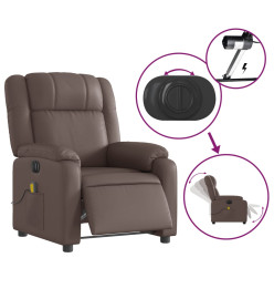 Fauteuil de massage inclinable électrique marron similicuir